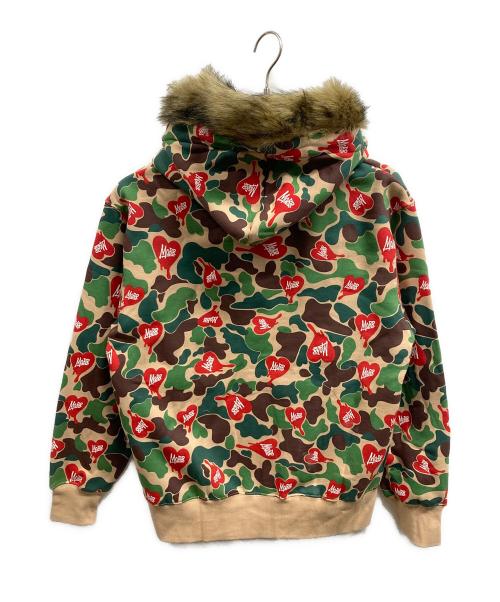 MOBB（モブ）MoBB (モブ) HEART DRIP CAMO FUR ZIP HOODIE/MoBBパーカー カーキ サイズ:L 未使用品の古着・服飾アイテム