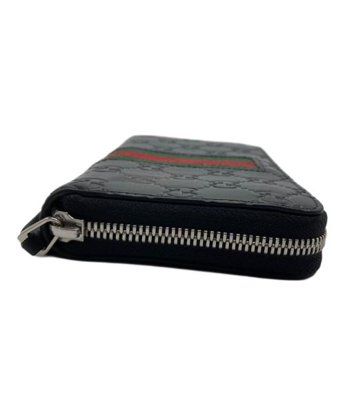 GUCCI（グッチ）GUCCI (グッチ) グッチシマ ニューウェブ ラウンドジップ長財布 ブラックの古着・服飾アイテム