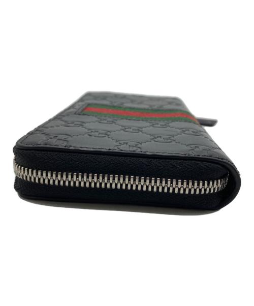 GUCCI（グッチ）GUCCI (グッチ) グッチシマ ニューウェブ ラウンドジップ長財布 ブラックの古着・服飾アイテム
