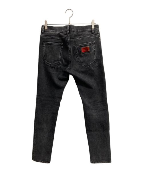 DOLCE & GABBANA（ドルチェ＆ガッバーナ）DOLCE & GABBANA (ドルチェ＆ガッバーナ) バッグプレートスキニーダメージデニムパンツ ブラック サイズ:48の古着・服飾アイテム