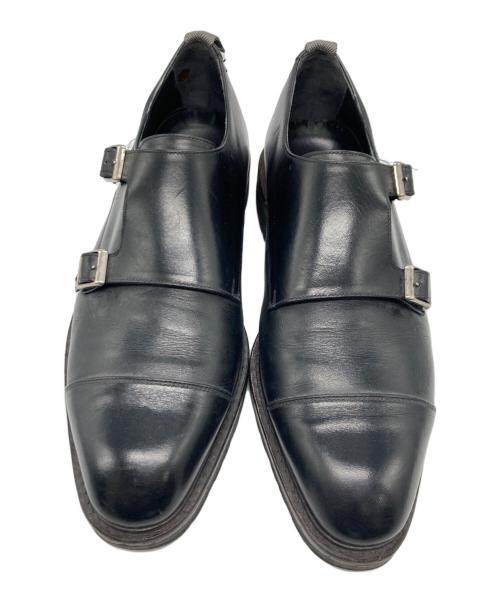 W.H（ダブルエイチ）W.H (ダブルエイチ) ダブルモンクストラップ ブラック サイズ:US 8の古着・服飾アイテム