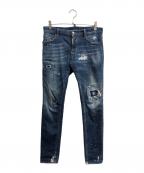 DSQUARED2ディースクエアード）の古着「ダメージスキニーデニムパンツ」｜インディゴ