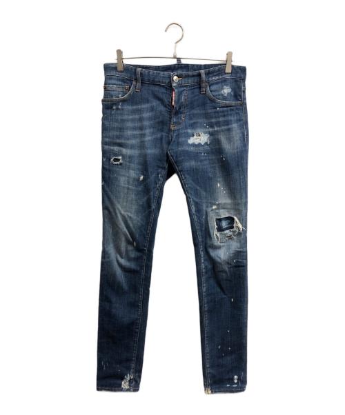 DSQUARED2（ディースクエアード）DSQUARED2 (ディースクエアード) ダメージスキニーデニムパンツ インディゴ サイズ:46の古着・服飾アイテム