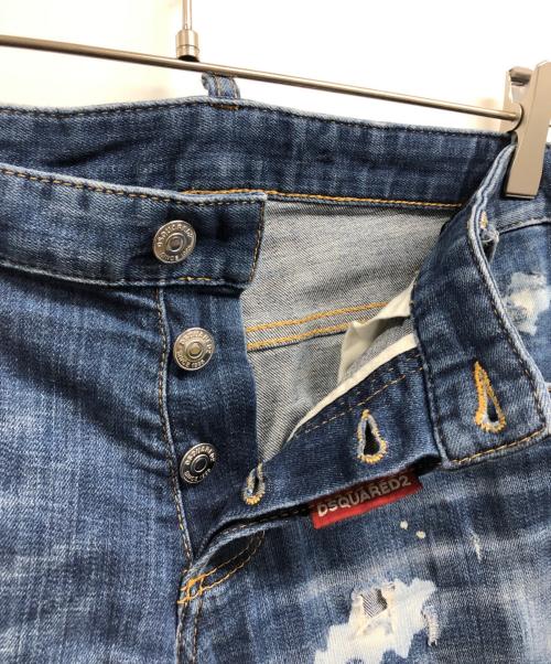 DSQUARED2（ディースクエアード）DSQUARED2 (ディースクエアード) ダメージスキニーデニムパンツ インディゴ サイズ:46の古着・服飾アイテム