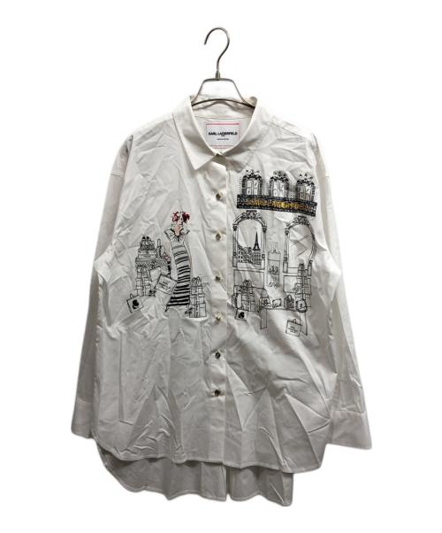 Karl Lagerfeld（カール ラガーフェルド）Karl Lagerfeld (カール ラガーフェルド) 長袖シャツ ホワイト サイズ:Lの古着・服飾アイテム