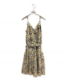 Karl Lagerfeld（カール ラガーフェルド）の古着「SLEEVELESS RUFFLE PRINTED DRES/KARL LAGERFELDワンピース」｜イエロー