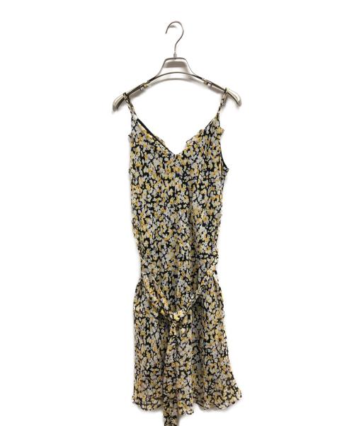 Karl Lagerfeld（カール ラガーフェルド）KARL LAGERFELD (カール ラガーフェルド) SLEEVELESS RUFFLE PRINTED DRES/KARL LAGERFELDワンピース イエロー サイズ:10の古着・服飾アイテム