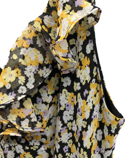 Karl Lagerfeld（カール ラガーフェルド）KARL LAGERFELD (カール ラガーフェルド) SLEEVELESS RUFFLE PRINTED DRES/KARL LAGERFELDワンピース イエロー サイズ:10の古着・服飾アイテム