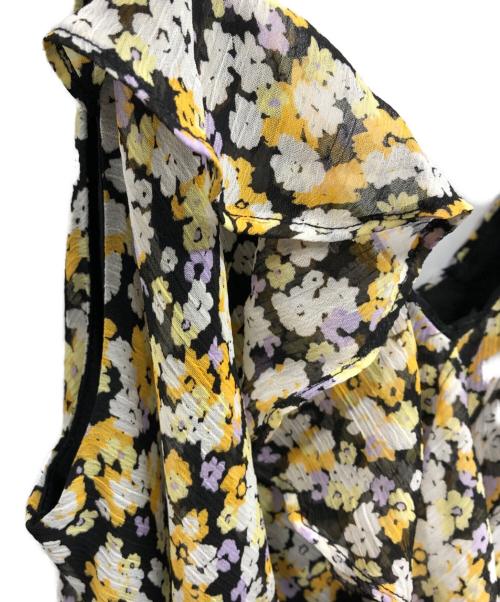 Karl Lagerfeld（カール ラガーフェルド）KARL LAGERFELD (カール ラガーフェルド) SLEEVELESS RUFFLE PRINTED DRES/KARL LAGERFELDワンピース イエロー サイズ:10の古着・服飾アイテム