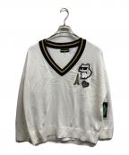 Karl Lagerfeldカール ラガーフェルド）の古着「VARSITY SWEATER WITH PATCHES/KARL LAGERFELDニット」｜ホワイト