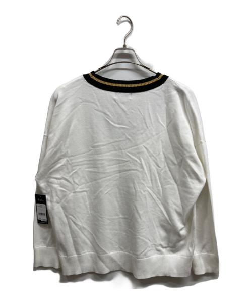 Karl Lagerfeld（カール ラガーフェルド）KARL LAGERFELD (カール ラガーフェルド) VARSITY SWEATER WITH PATCHES/KARL LAGERFELDニット ホワイト サイズ:Lの古着・服飾アイテム