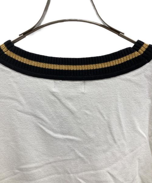 Karl Lagerfeld（カール ラガーフェルド）KARL LAGERFELD (カール ラガーフェルド) VARSITY SWEATER WITH PATCHES/KARL LAGERFELDニット ホワイト サイズ:Lの古着・服飾アイテム