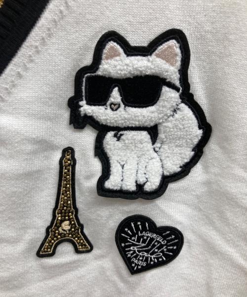 Karl Lagerfeld（カール ラガーフェルド）KARL LAGERFELD (カール ラガーフェルド) VARSITY SWEATER WITH PATCHES/KARL LAGERFELDニット ホワイト サイズ:Lの古着・服飾アイテム