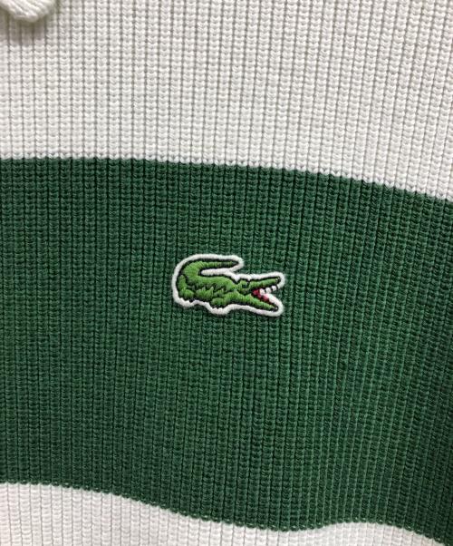 LACOSTE（ラコステ）LACOSTE (ラコステ) ニットポロシャツ グリーン×アイボリー サイズ:44の古着・服飾アイテム