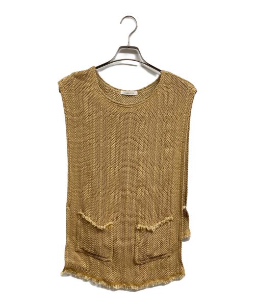 GALERIE VIE（ギャルリーヴィー）GALERIE VIE (ギャルリーヴィー) ラッセルコットン フロントポケットベスト ベージュ サイズ:ＦＲＥＥの古着・服飾アイテム