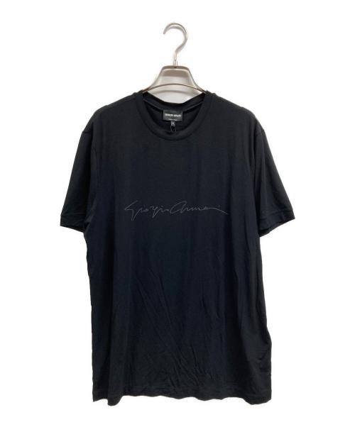 GIORGIO ARMANI（ジョルジョアルマーニ）GIORGIO ARMANI (ジョルジョアルマーニ) ASV Tシャツ ストレッチビスコース シグネチャーロゴ ブラック サイズ:54 未使用品の古着・服飾アイテム