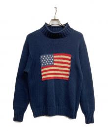 RALPH LAUREN COUNTRY（ラルフローレンカントリー）の古着「星条旗 コットンニット」｜ネイビー