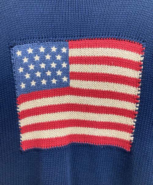 RALPH LAUREN COUNTRY（ラルフローレンカントリー）RALPH LAUREN COUNTRY (ラルフローレンカントリー) 星条旗 コットンニット ネイビー サイズ:Mの古着・服飾アイテム