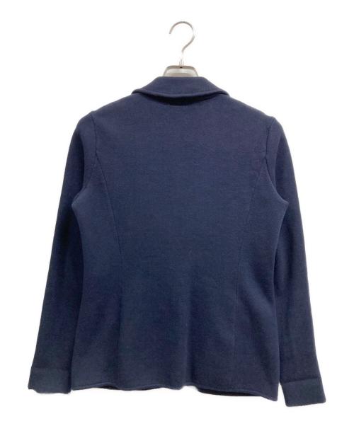 LAUREN RALPH LAUREN（ローレンラルフローレン）LAUREN RALPH LAUREN (ローレンラルフローレン) バックル-トリム コットンブレンド ニットブレザー ネイビー サイズ:Ｓの古着・服飾アイテム