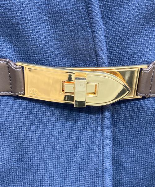 LAUREN RALPH LAUREN（ローレンラルフローレン）LAUREN RALPH LAUREN (ローレンラルフローレン) バックル-トリム コットンブレンド ニットブレザー ネイビー サイズ:Ｓの古着・服飾アイテム