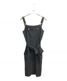 CELINE（セリーヌ）の古着「トリオンフ サブレレーヨン エプロンドレス ワンピース」｜ブラック