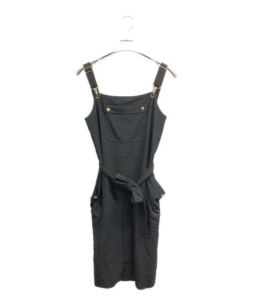 CELINE（セリーヌ）CELINE (セリーヌ) トリオンフ サブレレーヨン エプロンドレス ワンピース ブラック サイズ:38の古着・服飾アイテム