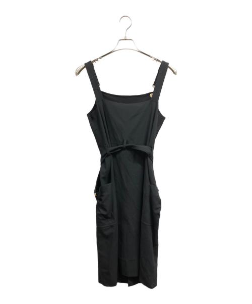 CELINE（セリーヌ）CELINE (セリーヌ) トリオンフ サブレレーヨン エプロンドレス ワンピース ブラック サイズ:38の古着・服飾アイテム