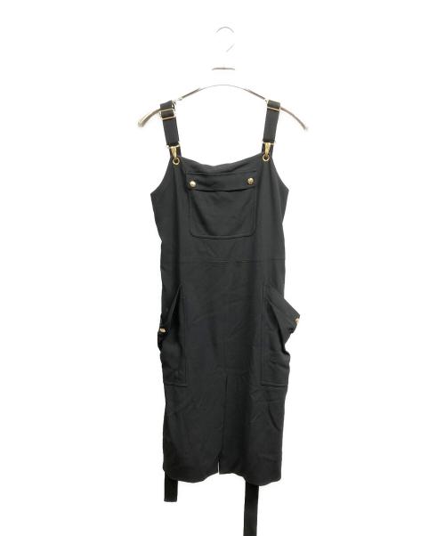 CELINE（セリーヌ）CELINE (セリーヌ) トリオンフ サブレレーヨン エプロンドレス ワンピース ブラック サイズ:38の古着・服飾アイテム