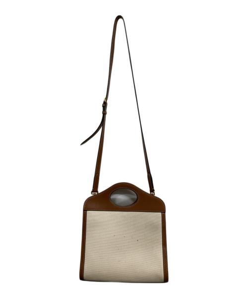 BURBERRY（バーバリー）BURBERRY (バーバリー) バーバリー ミニ ポケット バッグ ナチュラル モルトブラウン 2WAY トート アイボリー×ブラウンの古着・服飾アイテム