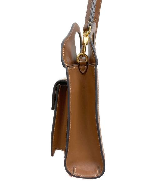 BURBERRY（バーバリー）BURBERRY (バーバリー) バーバリー ミニ ポケット バッグ ナチュラル モルトブラウン 2WAY トート アイボリー×ブラウンの古着・服飾アイテム