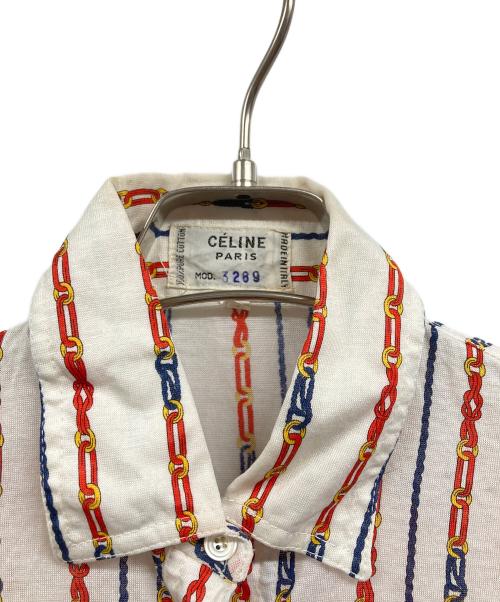 CELINE（セリーヌ）CELINE (セリーヌ) 半袖柄シャツ ホワイト サイズ:40の古着・服飾アイテム