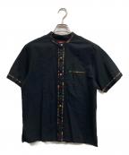 SUPREMEシュプリーム）の古着「raster color S/S BAND COLLAR SHIRT」｜ブラック