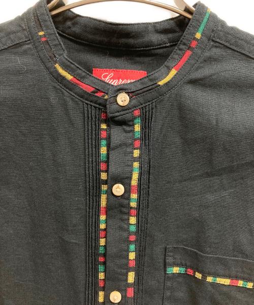 SUPREME（シュプリーム）Supreme (シュプリーム) raster color S/S BAND COLLAR SHIRT ブラック サイズ:Ｓの古着・服飾アイテム