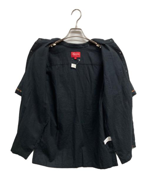 SUPREME（シュプリーム）Supreme (シュプリーム) raster color S/S BAND COLLAR SHIRT ブラック サイズ:Ｓの古着・服飾アイテム