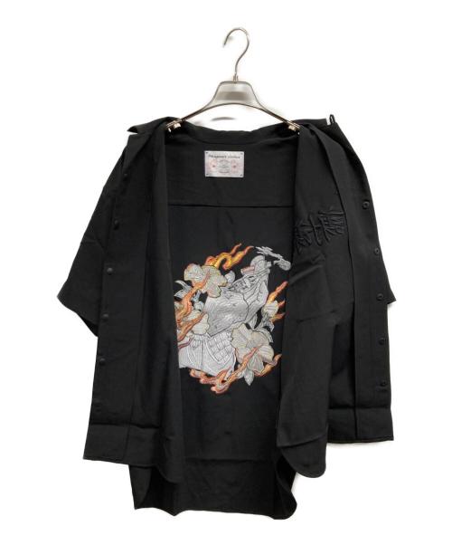 hangoverz clothez（ハングオーバーズ）Hangoverz clothez (ハングオーバーズ) 半袖刺繍シャツ ブラック サイズ:LLの古着・服飾アイテム