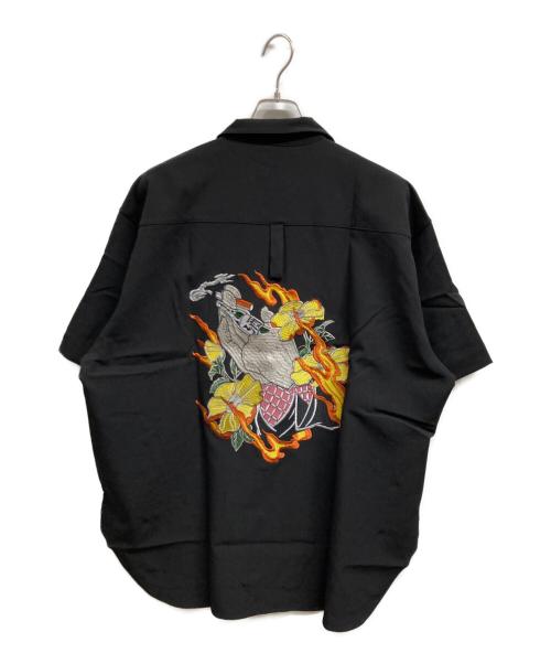 hangoverz clothez（ハングオーバーズ）Hangoverz clothez (ハングオーバーズ) 半袖刺繍シャツ ブラック サイズ:LLの古着・服飾アイテム