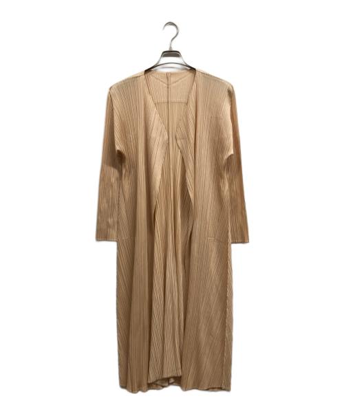 PLEATS PLEASE（プリーツプリーズ）PLEATS PLEASE (プリーツプリーズ) プリーツ ロングカーディガン ベージュ サイズ:3の古着・服飾アイテム