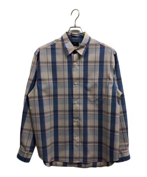 green label relaxing（グリーンレーベルリラクシング）green label relaxing (グリーンレーベルリラクシング) ウォッシャブル トロ パターン ジャストルーズ シャツ ブルー×グレー サイズ:Mの古着・服飾アイテム