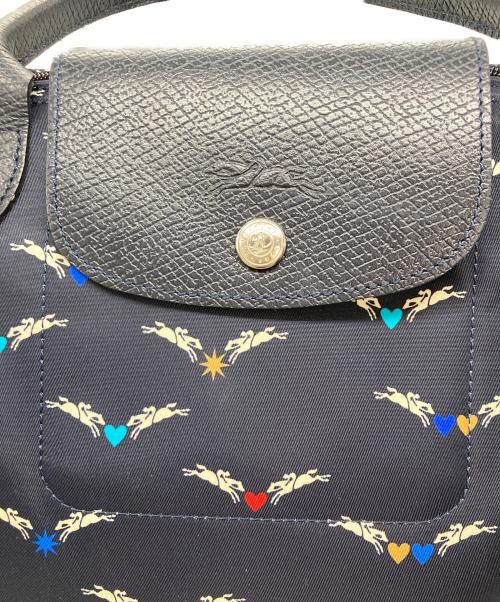 LONGCHAMP（ロンシャン）LONGCHAMP (ロンシャン) 総柄トートバッグ ネイビーの古着・服飾アイテム