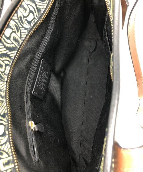 COACH（コーチ）COACH (コーチ) チェーン柄トートバッグ ブラック×ベージュの古着・服飾アイテム