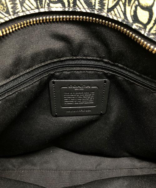 COACH（コーチ）COACH (コーチ) チェーン柄トートバッグ ブラック×ベージュの古着・服飾アイテム