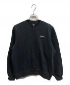 stussyステューシー）の古着「vネックスウェット/stussyスウェット」｜ブラック