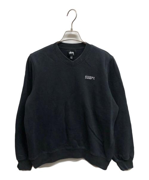 stussy（ステューシー）stussy (ステューシー) vネックスウェット/stussyスウェット ブラック サイズ:Ｓの古着・服飾アイテム