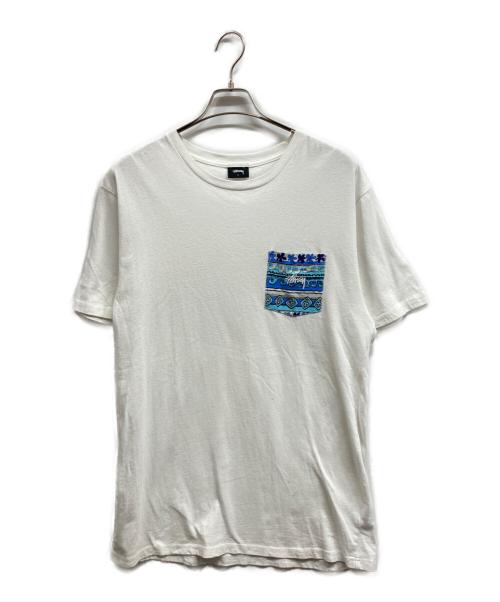 stussy（ステューシー）stussy (ステューシー) ポケットTシャツ/stussyTシャツ ホワイト サイズ:Lの古着・服飾アイテム