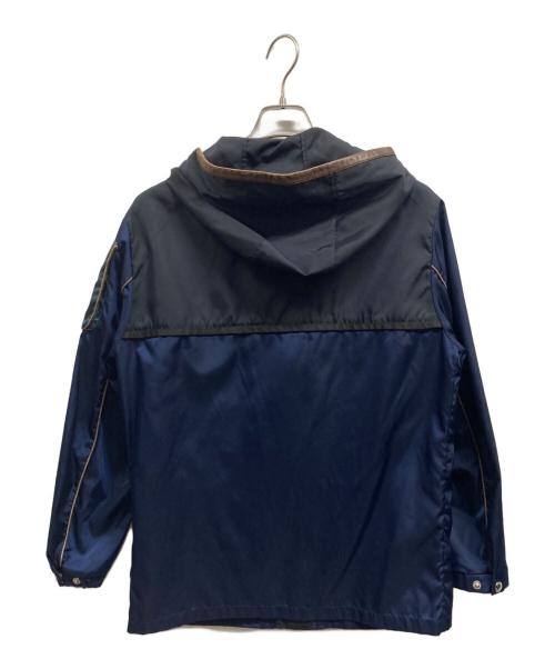 PRADA（プラダ）PRADA (プラダ) バイカラーレザー切替ジャケット ネイビー サイズ:44の古着・服飾アイテム