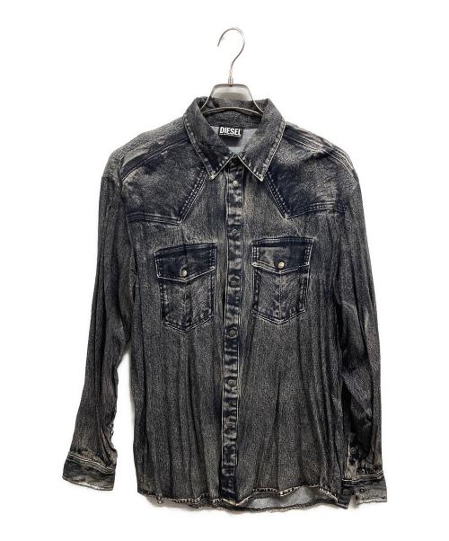 DIESEL（ディーゼル）DIESEL (ディーゼル) 転写プリント長袖シャツ ブラック サイズ:46の古着・服飾アイテム
