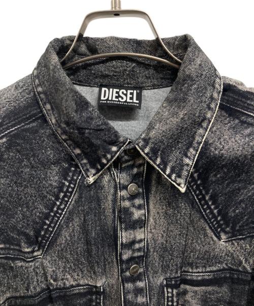 DIESEL（ディーゼル）DIESEL (ディーゼル) 転写プリント長袖シャツ ブラック サイズ:46の古着・服飾アイテム