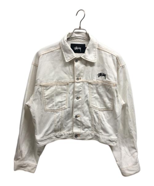 stussy（ステューシー）stussy (ステューシー) cropped denim jacket ホワイト サイズ:Mの古着・服飾アイテム
