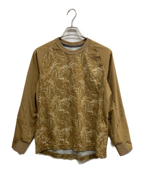 and wander（アンドワンダー）and wander (アンドワンダー) printed fleece base T ブラウン サイズ:3の古着・服飾アイテム