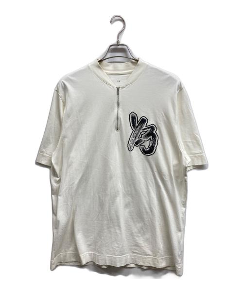 Y-3（ワイスリー）Y-3 (ワイスリー) ハーフジップネックTシャツ ホワイト サイズ:Mの古着・服飾アイテム